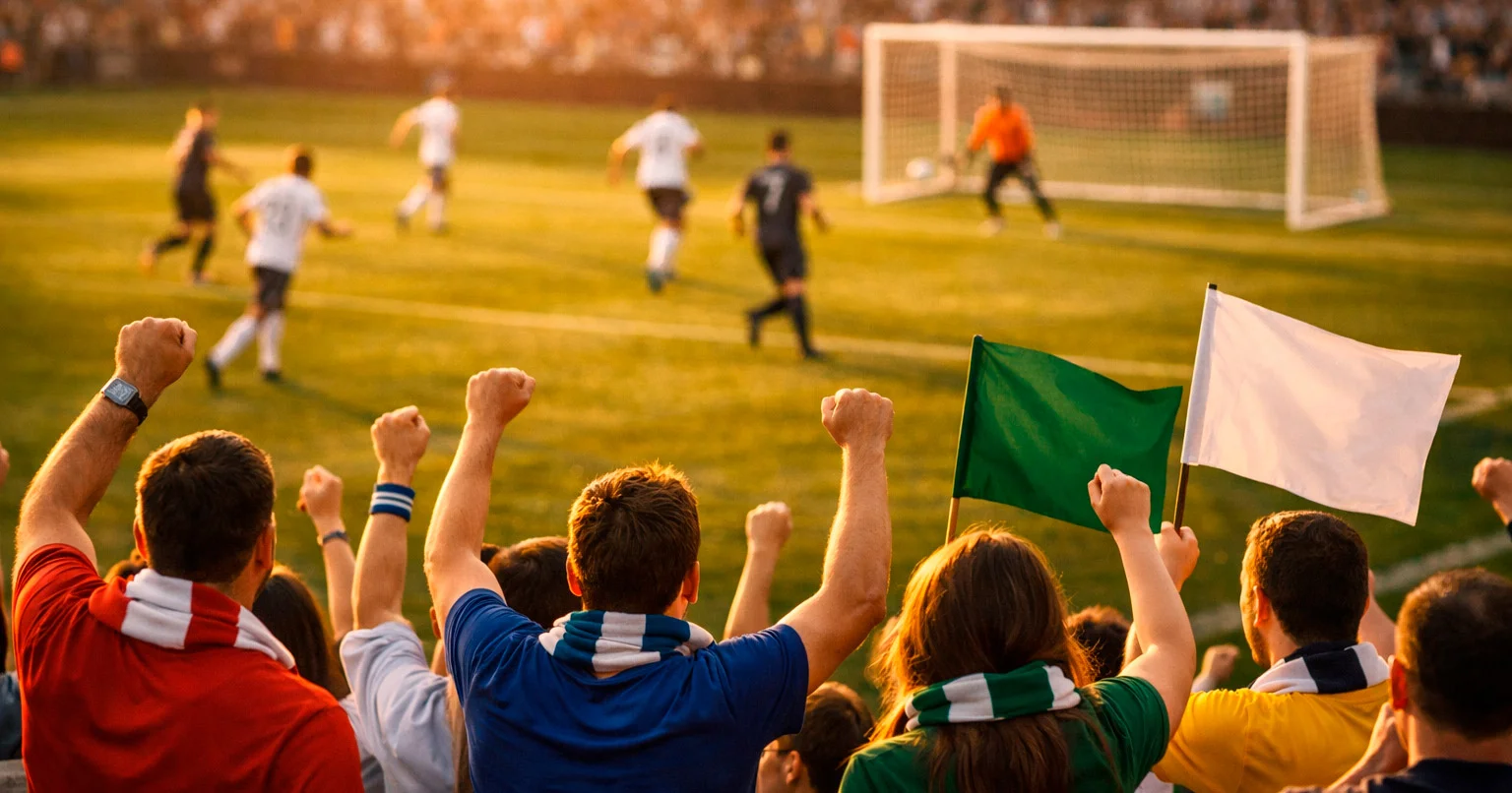 Tifosi in uno stadio di calcio che seguono una partita di Serie A