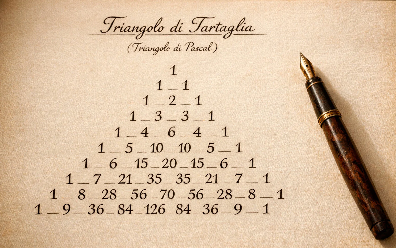 Schema del triangolo di Tartaglia per il sistema Masaniello
