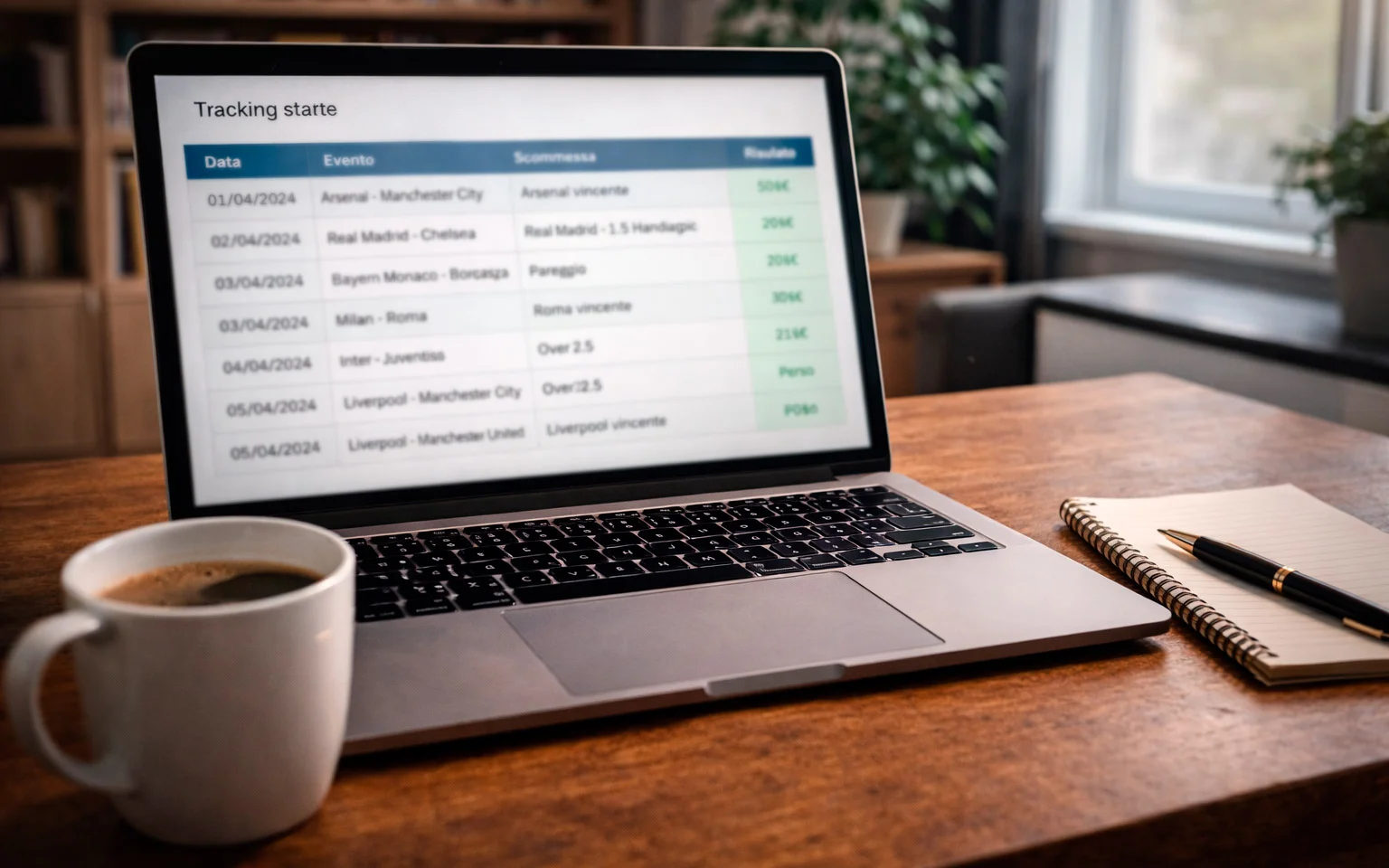 Laptop con foglio di calcolo per tracciare le scommesse